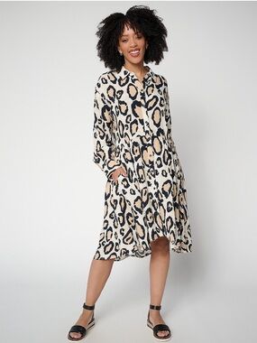 Aimee Kestenberg Printed Button Front Trapeze Dress - NWT - Large
